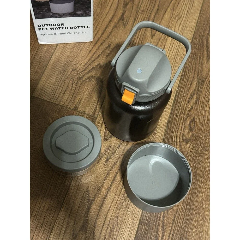 53oz Large Dog Water Bottle W/ Water And Food Bowl Portable Feeding Brand New